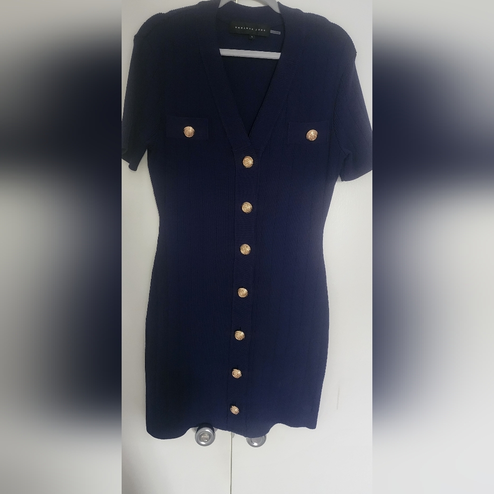 Navy Blue Button-Up Dress